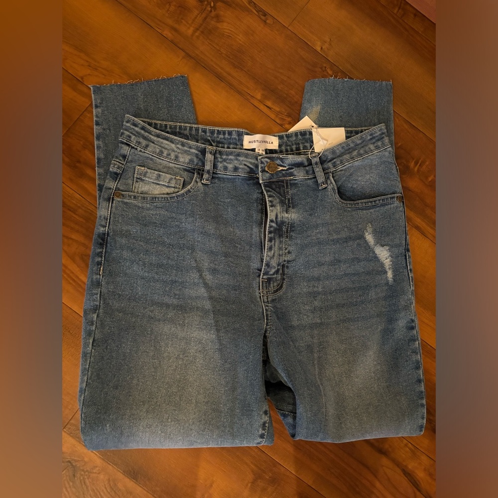 Hustle N holla distressed skinny jeans